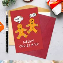 1pc Funny Christmas Gingerbread Man Greeting Card With Envelope - Hilarious Festive Christmas Card For Friends And Family, Perfect For Holiday Greeting And Parties