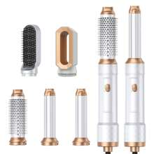 UKLISS Escova para Modelagem de Calor Multifuncional 5 em 1 e Ferro de Cachos | 3 Ajustes de Temperatura e 5 Cabeças Intercambiáveis para Cachos, Ondas, Alisamento | Essenciais de Volta às Aulas, Prime Day & Presente de Viagem de Verão (Design Azul Elegante Dourado/Dourado Branco/Dourado Preto)