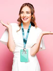 1 件绿金色大理石教师钥匙扣挂绳，适用于身份证徽章夹和钥匙，可爱的颈带挂绳，适用于信用卡、通行证、手机挂饰配件，带金属钥匙圈，非常适合教师、学生、员工汽车配件包饰背包，适用于学校哥特式 Y2k 万圣节配件教师节圣诞节礼物创意包饰挂绳带身份证夹汽车配件包饰 - 彩色 - 查看 5