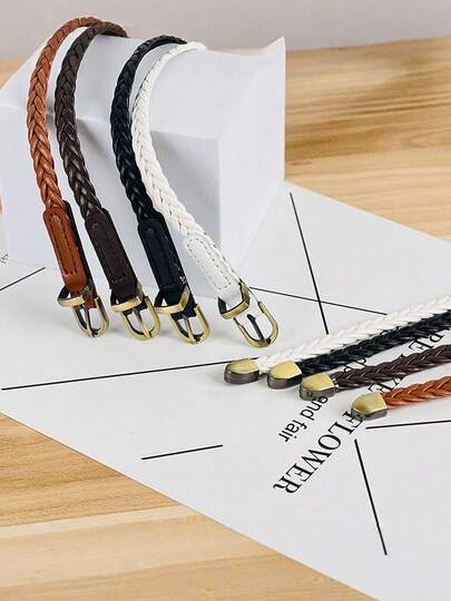 1Pc Handwoven Women's Square Buckle Belt - Vintage-Inspired Design With Metallic Accents, Multi-Color Options For Coats, Jeans & Dresses, Versatile For Casual & Evening Wear, Belt For Dress, Sturdy Construction