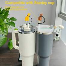 4 Pack Silicone Cowboy Hat Straw Covers Cap Compatible With Stanley Cup 30 40 Oz, Cute Funny Tumbler Straw Topper Accessories For Man Woman Christmas Gift - Chó - Xem 4