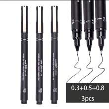 1pc Precision Micro-Tip Pen / Fine Line Pen / Technical Drawing Pen - Waterproof Medium Tip, Nontoxic, Suitable For Sketching And Office Documents,School Supplies,Back To School - Black - View 11