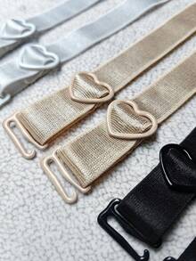 1-3对/套可爱俏皮心形扣内衣肩带弹力布肩带可更换文胸肩带可调节防滑肩带文胸布肩带 - 彩色 - 查看 4