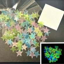 100 Stück 3cm Leucht-Sterne Wandaufkleber, 3D leuchtend, einfarbig & gemischte Farben, fluoreszierender Dekor, 4cm Mond Leucht-Wandaufkleber, helle leuchtende selbstklebende Kunststoffaufkleber, langanhaltend Heimdekoration, geeignet für Zuhause, Decke, Schlafzimmerwand, Raumdekoration, Badezimmerwanddekoration