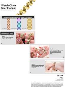 1条纤细金色金属表带，兼容，女士款 - 花卉镂空雕刻水晶几何图案，可调节表带，送礼佳品，兼容 38/40/41/42/44/45/49/46mm、Ultra 3/2/1/SE/S10 9/8/7/6/5/4/3/2/1，四季皆宜的时尚配饰 - 金色 - 查看 5