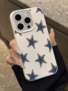 1pc Silver Star Pattern Litchi Texture Anti-Fall Anti-Slip Soft Phone Case Protective Cover Compatible With Apple And Phones Waterproof Shockproof Scratch Resistant,International Version, Not The Domestic Version - Multicolor - View 6