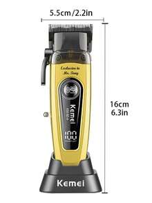 Kemei 1pc KM-90-4 Men's Electric Hair Clipper Professional Haircut Set, Cordless Hair Trimmer With Charging Base - Multicolor - View 4