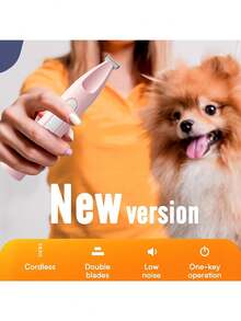 1 pieza Recortadora de pelo para mascotas recargable inalámbrica, adecuada para el aseo de perros pequeños, afeitadora eléctrica de bajo ruido con indicador de encendido LED, diseñada para patas, ojos, orejas, cara y cola, aplicable para diversas mascotas domésticas pequeñas - Multicolor - Ver 7
