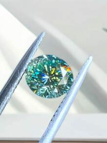 1 pieza de piedra suelta sintética de moissanita redonda de 5.0-8.0 mm y 0.5-2 ct de color azul-verde/verde amarillento, aplicable para monturas de joyería, uñas, anillos DIY, cadenas, aretes y accesorios
