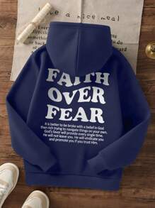 女童休闲印花连帽羊毛衫，海军蓝，秋季