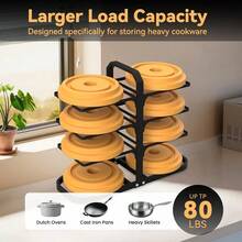 Heavy Duty Pots And Pans Organizer Under Cabinet: 8Tier Adjustable Pot And Pan Organizer Space Saving Pan Organizers Inside Cabinet 21" Kitchen Storage Pot Rack Organizer For Cast Iron Pangift - 16.92吋高 - 查看 4