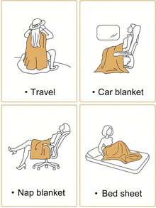 1 Pc Solid Color Flannel Blanket, Soft Wool Throw, Available In Multiple Sizes, Suitable For Christmas Blanket, Bedspread Or Couch Cover, Decorative For Office, Bedroom, All Seasons - Beige - View 4