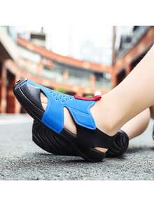 儿童夏季新款运动沙滩凉鞋防滑镂空透气幼儿鞋 - 藍色 - 查看 5