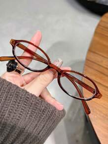 1pc Fashionable And Elegant Women Oval Eyeglasses Frame, Lightweight And Portable, Exquisite Design