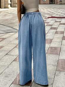 Jeans Pants For Women High Waisted Drawstring, Loose And Breathable Ultra-Thin Denim Commuting Casual Pants - Rửa nhẹ - Xem 6