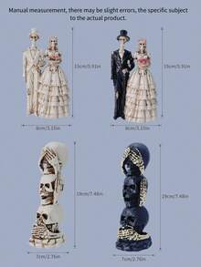1pc Skeleton, Ghost Bride & Groom Resin Painted Tabletop Decor For Christmas Decor - Multicolor - View 4