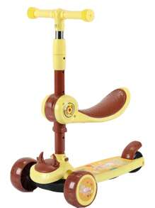 圣诞装饰儿童滑板车，带超宽甲板、脚踏制动器和动物元素，儿童和幼儿 3 轮滑板车，适合儿童和幼儿男孩或女孩，3 轮自平衡儿童玩具，适合 3 岁及以上儿童