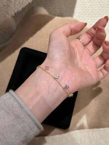 1pc Colorful Floral Anklet, Vibrant Floral Design, Charming Foot Jewelry - Four Leaf Clover Anklet - View 4