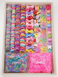 907 件/套女孩彩色蝴蝶发夹，可爱公主发饰，高弹耐用无损发带，发圈，婴儿发饰，多功能鸭夹，适合日常使用，礼物 - 彩色 - 查看 15