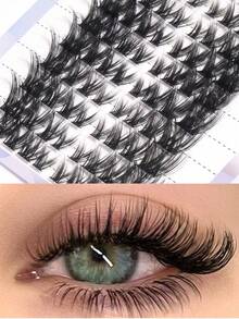 MAGEFY 80/122pcs DIY False Eyelash Clusters, Fox Eye False Eyelash Clusters, Cat Eye False Eyelashes, Natural Eyelash Extensions, Thick Individual False Eyelashes, Faux Mink False Eyelashes, 2 Styles Available, Eyebrow Clip Included - C - View 12