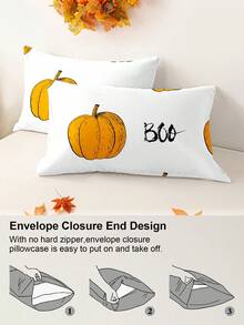 Bộ 3 vỏ chăn in kỹ thuật số hình bí ngô ma dễ thương Halloween (1 vỏ chăn & 2 vỏ gối) Bộ chăn ga trải giường mềm mại và thân thiện với da cho gia đình, Bộ ga trải giường cho mọi mùa Quà tặng Halloween - Nhiều màu - Xem 7
