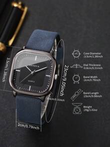 1pc Men's Fashion Casual Rectangular Minimalist Dial Quartz Wrist Watch, Classic (Watch Only, No Watch Box)