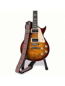 Guitar Straps, Vintage Embroidered Cotton Guitar Straps With Leather Ends For Bass, Electric & Acoustic Guitars