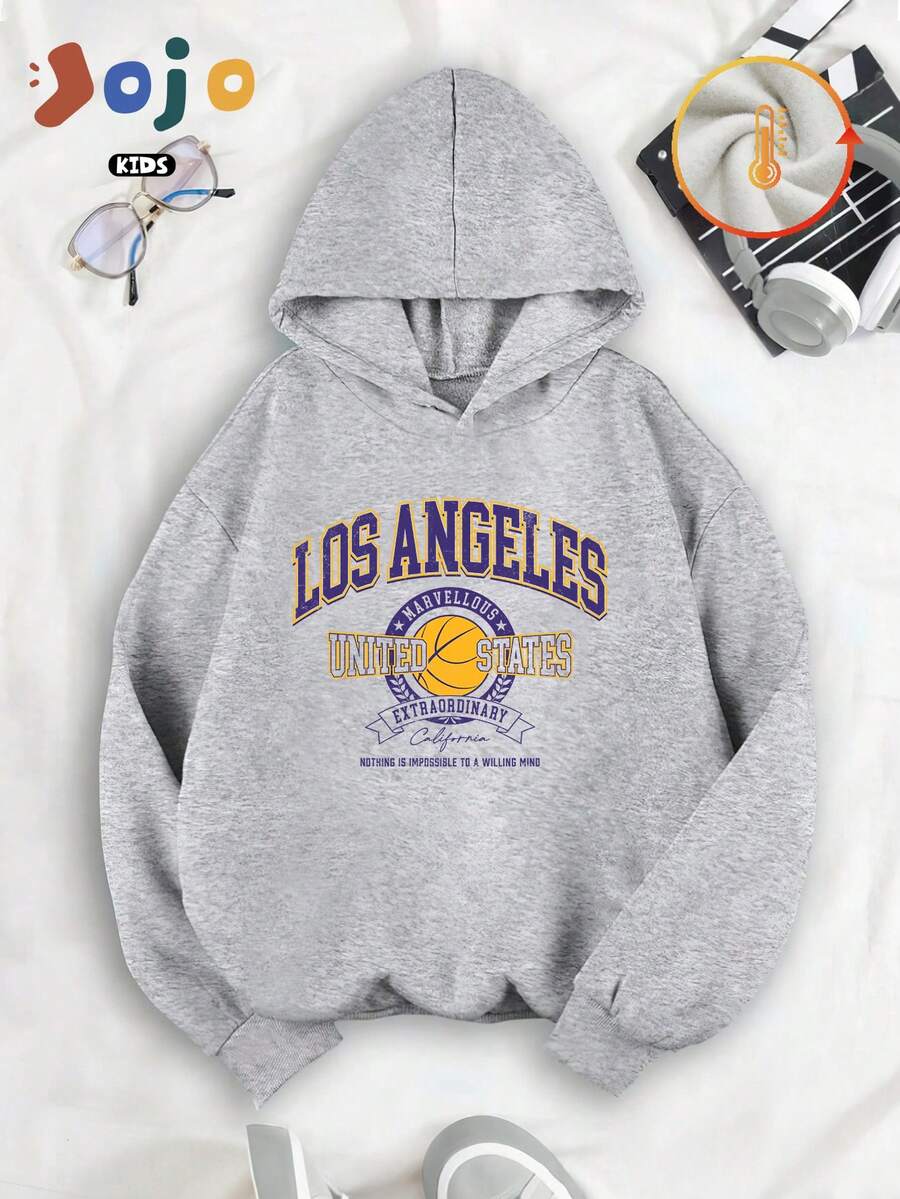 Felpa con stampa di slogan artistici e città di nuova personalità creativa, felpe con cappuccio casual morbide e oversize con collo tondo da ragazzo, stile sportivo, carino - cenere di fiori - Visualizzare 1