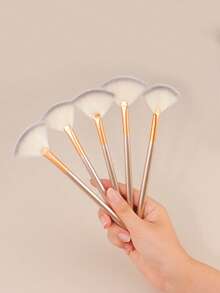 新款实用面部刷 扇形化妆刷 柔软便携面膜刷 女士女孩美甲美妆工具，粉底刷，遮瑕刷，腮红刷，修容刷，腮红刷，古铜粉刷，散粉刷，粉底刷，腮红刷，赠品 - 香檳色 - 查看 1