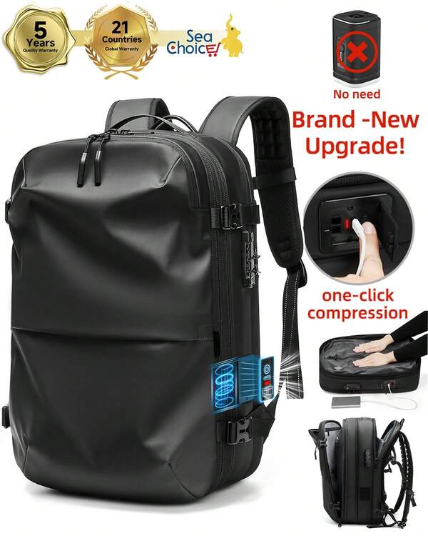 Mochila de vacío Sea Choice de 60 l, expandible, con asistente de compresión al vacío, impermeable, con cierre TSA, para equipaje de mano.