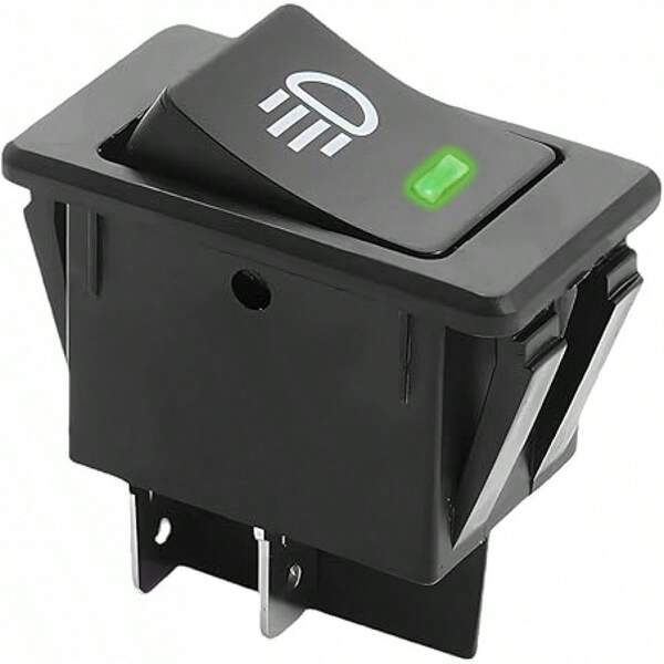 Fog Light Toggle Rocker Switch, 4 Pin 12V 35A ON/Off SPST Fog Lamp Toggle Switch With LED Light, Universal Rear Front Fog Light Rocker Switch For RV Truck Marine Boat (Green)