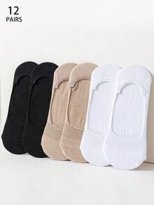 10/12 双女士结饰简约船袜隐形袜，防滑透气针织面料，适合春夏季休闲通勤运动返校礼物 - 彩色 - 查看 6