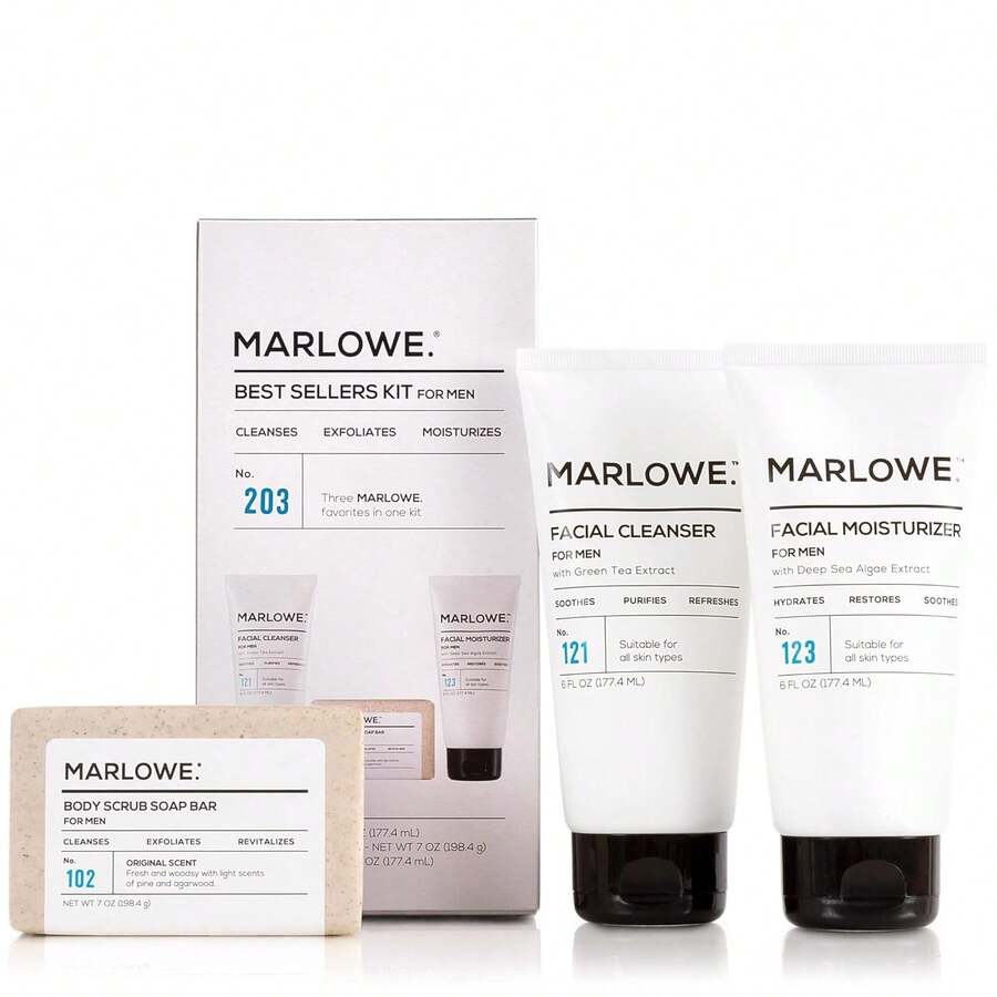 Best Sellers Kit No. 203, Features Signature No. 102 Original Body Scrub Soap Bar, No. 121 Facial Cleanser & No. 123 Facial Moisturizer, Great Gift For Men,12117937 - 玫瑰紅 - 查看 1