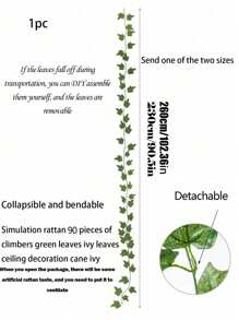 1/5 件 90 片人造常春藤藤蔓，可拆卸叶子，抗紫外线塑料植物，适用于客厅、厨房、阳台、花园、卧室、农舍装饰