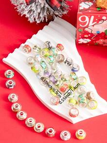 20/50pcs Christmas-Themed Resin Beads Set - 14mm Large Hole Spacer Beads For DIY Jewelry Making, Assorted Festive Patterns, Ideal For Bracelets & Necklaces, Craft Supplies,Random