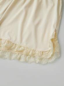 Women Lace Patchwork Two Pieces Outfits Pajamas Sets Spaghetti Strap V Neck Ruffle Hem See Through Camisole Tank Top With Lace Trim Shorts Sets Summer Sexy Pjs Sleepwear Lougewear - 白色 - 查看 8