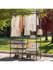 1pc New Multi-Function Coat Rack, Home Bedroom Floor Standing Clothes Hanger, Simple Clothes Storage Rack - Multicolor - View 4