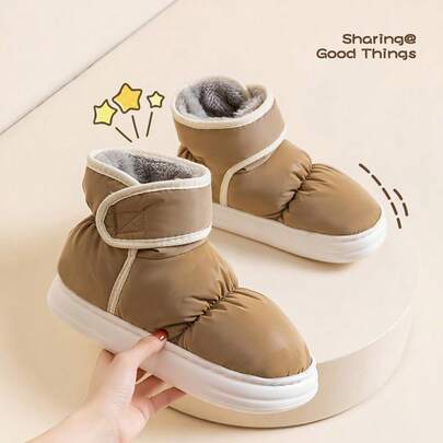 Dép cao cổ cho nữ, giày mùa đông mới, chống trượt, đế dày, ấm áp cho cặp đôi, có thể đi ngoài trời trong tuyết để giữ ấm chân và không bị lạnh
