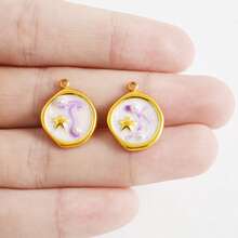 1pc/2pcs Luxury Delicate 304 Stainless Steel Electroplated Pendant Charms, Suitable For DIY Jewelry, Jewelry Making, Crafts - Ocean Life, Cherry, Flower Designs - Color - View 68