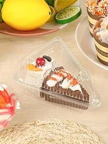 Kuchenscheiben Plastikbehälter, Kuchenträger, rechteckige Kuchenbehälter mit Deckel, transparente individuelle Kuchenboxen, Lebensmittelbehälter, To-Go-Boxen für Desserts, Kuchen, Kekse, Pasta, Sandwiches, für Partys, Geburtstagsdekoration, Küchenorganisatoren und -aufbewahrung, Küchenartikel, Feste, Partys, für Halloween oder Weihnachtspartys, für Käsekuchen, Torte Dessert Dreieckdesign, einfach zu lagern und auszustellen für Zuhause, Bäckerei und Café