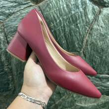 SHOW SHOW 5 CM BLOCK HEEL SCARPIN - 紅木色 - 查看 1