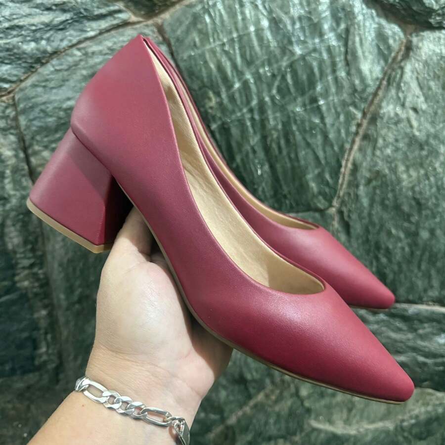 SHOW SHOW 5 CM BLOCK HEEL SCARPIN - 紅木色 - 查看 1