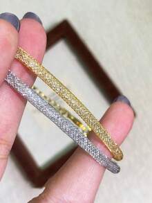 1 chiếc vòng tay chuỗi dệt nhấp nháy trang sức nữ cho phụ nữ bạc 925 vòng tay tinh tế quà tặng trang sức cao cấp cho bạn gái trang trí hẹn hò hàng ngày cho chị em tình bạn - Vòng tay bện - Xem 8