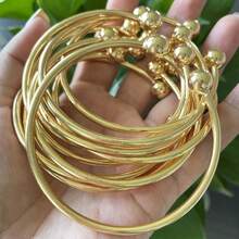 Retro Boho Thick West  Golden Bangles 10mm Ball Bangles Boho Stacking Bangles Handmade Bangles For Women Daily Holiday Jewelry Gifts For Her - Golden2 - 查看 7