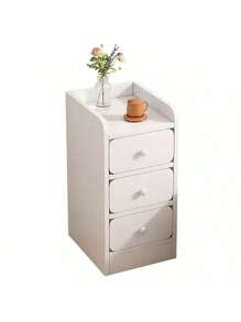 Bedroom Nightstand Compact Bedside Table Double Drawers Storage Cabinet White - White - View 5
