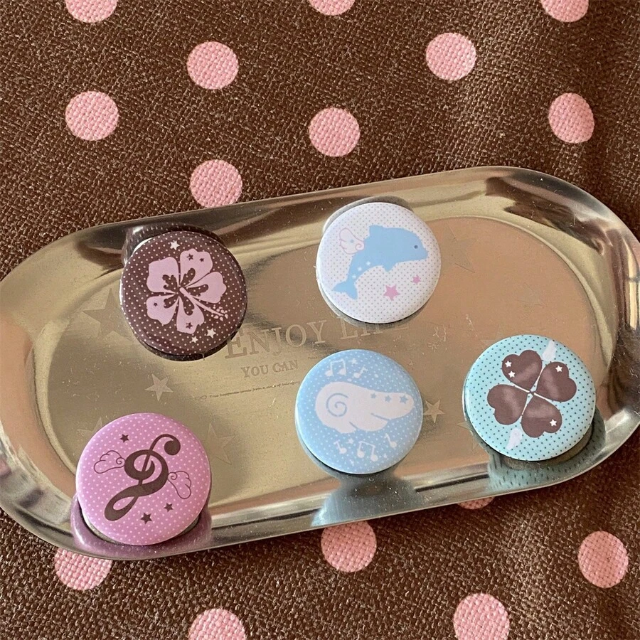 5件套天使翅膀粉色棕色音符徽章包包装饰胸针 - Colorful - 查看 1