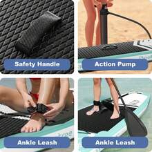 Inflatable Paddle Board Stand Up Paddleboards With Premium Accessories Pump, Adjustable Paddle, Leash, Three Fins, Backpack - Blue - View 6