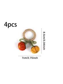 1/4/6 pièces Anneaux de serviette en toile de jute double citrouille d'Halloween, convient pour la décoration de table d'Halloween, porte-serviettes citrouille de Thanksgiving - Multicolore - Voir 9