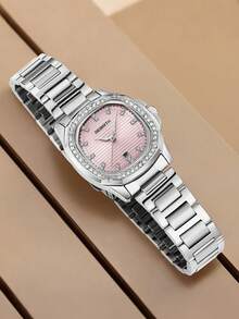 1pc Women's Business Elegant Stainless Steel Band Quartz Movement Wrist Watch, Suitable For Daily Wear