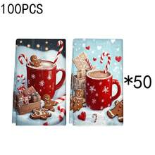 1 set/1 pieza/2 piezas Toallas de cocina y paños de cocina con estampado de hombres de jengibre navideños, adecuados para decoración de interiores en restaurantes, cocinas y baños, decoración de fiestas, regalos navideños y también pueden ser entregados como regalos de Navidad